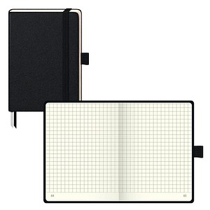 BRUNNEN Notizbuch KOMPAGNON ca. A6 kariert, schwarz Hardcover 192, davon 16 zum Heraustrennen Seiten