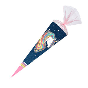 Schultüte Einhorn Regenbogen blau/rosa