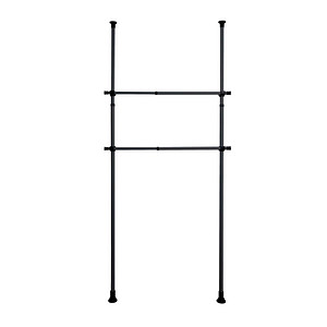 WENKO Teleskop-Garderobe Herkules 50636100 schwarz Metall 2 Haken 75,0-120,0 cm