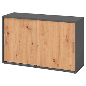 HAMMERBACHER Schiebetürenschrank, V1752S/G/R/RE grafit, asteiche 1 Fachboden 120,0 x 40,0 x 74,8 cm