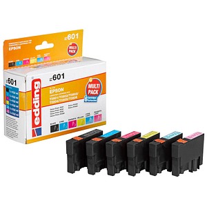 edding EDD-601  schwarz, cyan, magenta, gelb, light cyan, light magenta Druckerpatronen kompatibel zu EPSON T0807, 6er-Set