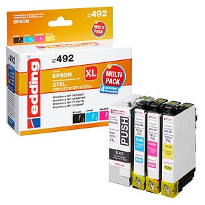 edding EDD-492  schwarz, cyan, magenta, gelb Druckerpatronen kompatibel zu EPSON 27XL / T2711XL/12XL/13XL/14XL, 4er-Set