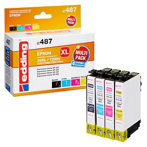 edding EDD-487  schwarz, cyan, magenta, gelb Druckerpatrone kompatibel zu EPSON 29XL / T2996XL, 4er-Set