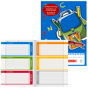 BRUNNEN Hausaufgabenheft Grundschule Lineatur Sonderlineatur liniert DIN A5 Rand rundum, 48 Blatt