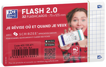 Oxford Karteikarten Flash 2.0, 75 x 125 mm, weiß