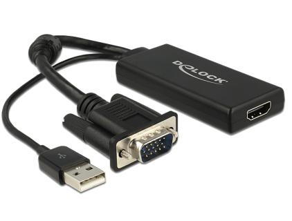 DeLOCK HDMI/VGA, USB Adapter 0,25 m schwarz