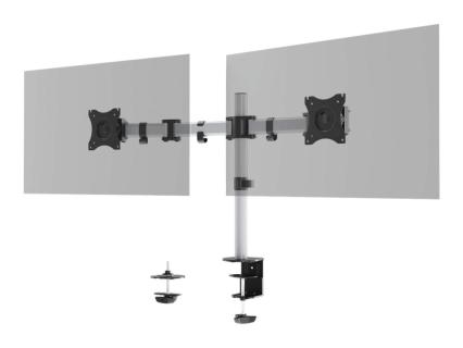 DURABLE Monitor-Halterung SELECT 509523 silber für 2 Monitore, Tischklemme, Tischbohrung