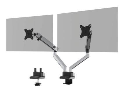 DURABLE Monitor-Halterung SELECT PLUS 509723 silber für 2 Monitore, Tischklemme, Tischbohrung