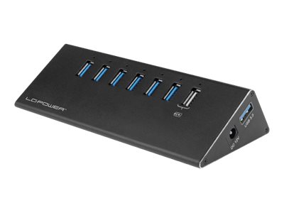 LC-Power Hub, LC-HUB-ALU-2B-7, Aluminium, 6-fach, USB 3.0, schwarz