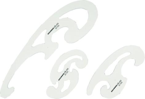 Burmesterkurven-Set, 3-tlg. Kunst- stoff, transparent