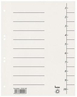 Trennblätter, A4, weiß, Recycling-Karton 250g/m2