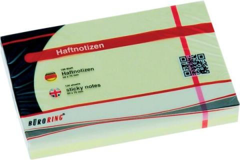 Büroring Haftnotiz FSC 100 Blatt pastellgelb 50x75mm