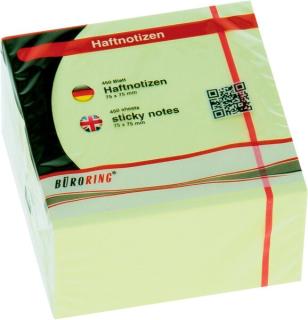 Büroring Haftnotiz Würfel FSC 75x75mm pastellgelb, 450 Blatt