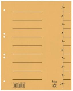 Trennblätter, A4, mais, Recycling-Karton 250g/m2