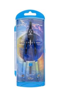 Schnellverstell-Zirkel duo-Tec blau Druckhebelsystem, farbiger Aufdruck