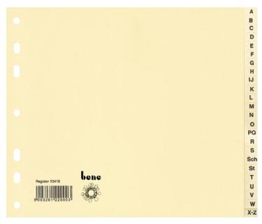 Ordnerregister, A-Z, 24 Blatt, A4 halbe Höhe, chamois, 7er-Lochung,