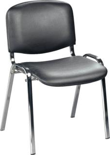 Besucherstuhl m. Chromgestell, Kunstleder schwarz gepolstert