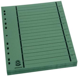 Büroring Trennblätter A4 grün vollfarbig, schwarzer Orgadruck