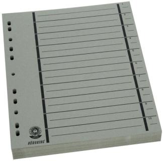 Büroring Trennblätter A4 grau vollfarbig, schwarzer Orgadruck