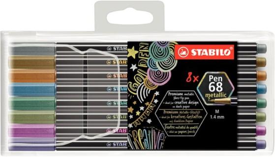 Fasermaler Pen 68 metallic 8er Etui, Strichstärke: 1,4 mm (M)