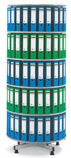 Ordner-Drehsäule 5 Etagen bis zu 180 Ordner, 1000mm Ø x 2030mm Höhe