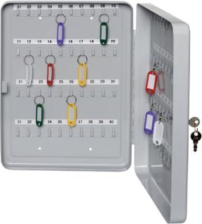 Schlüsselkassette f. 20 Schlüssel lichtgrau, Stahlblech 200x155x60mm