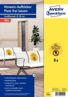 Corona Hinweis-Aufkleber Platz frei lassen, Ø 20cm, wiederablösbar