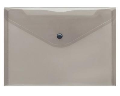 Sichttasche A5 quer, rauch trans- parent, mit Druckknopf,