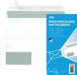 Briefumschlag DIN Lang, mit Fenster, Haftklebung weiß, 72g