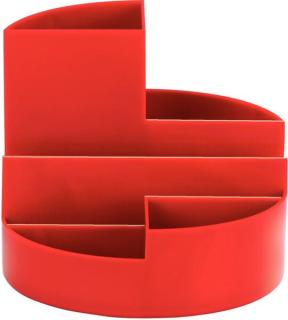 Rundbox rot 6 Fächer m. Brief- und Zettelfach Ø 14cm, Höhe 12,5cm