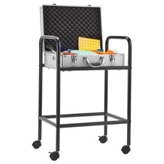 Trolley für Moderatorenkoffer schwarz Stahlrohr-Konstuktion 4 Laufrollen