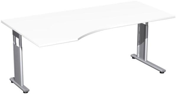 PC-Tisch links weiß/silber C-Fuß Flex, BxT: 1800x800/1000mm
