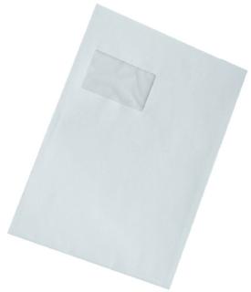 Versandtasche, FSC, C4, Haftklebung, mit Fenster, weiß, 120g, mit grauen