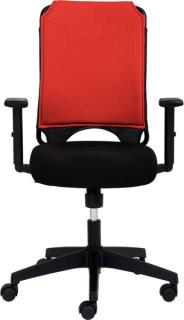 Drehstuhl 2333, mit Armlehnen, rot Sitz schwarz gepolstert