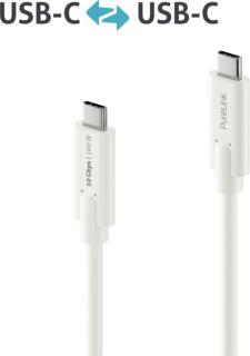USB-C-Kabel auf USB-C, 3.1, Gen 2, weiß, 1,00 m, iSerie, vergoldete