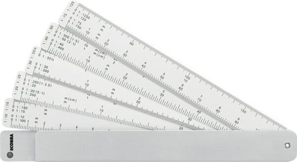 Fächermaßstab im Aluminium-Etui 5 Kunststoffstreifen # 724710