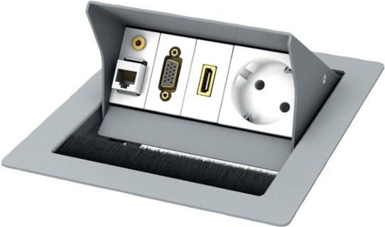 CablePort standart 2 Tischgehäuse, 2-fach VA komplett vorkonfektioniert