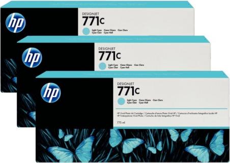 Tintenpatrone 771C hell cyan 3er-Pack, Standardkapazität 3x775ml