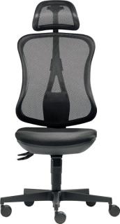 Bürodrehstuhl Ergo Mesh schwarz ohne Armlehen, Hartbodenrollen