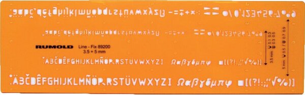 Schriftschablone, Schrifthöhe 3,5mm und 5mm, für Fineliner und