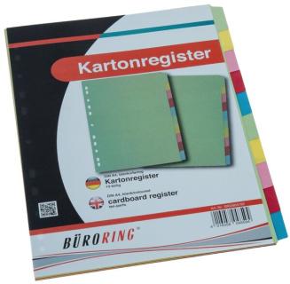 Büroring Karton Register A4 10-tlg. 5-farbig, 175g/qm