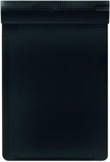 Schreibplatte A4 mit Anschlagkante links unten, schwarz, breite Klemme