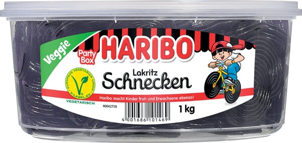 Haribo Lakritz Schnecken 1 KG Party Box für jede Gelegenheit