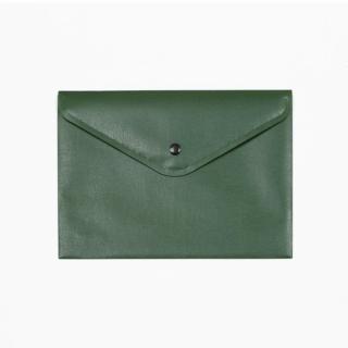 Sichttasche, A5, opak, grün schwarzer Druckknopf, geprägte Folie