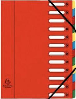 Eckspann-Ordnungsmappe 12 Fächer rot 425g/qm Manila Karton, Innenfach