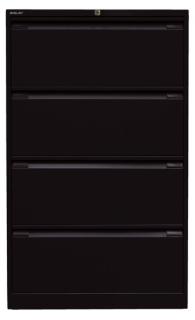 Hängeregistraturschrank, doppelbahnig, schwarz, 4 Hängeregistraturschubladen