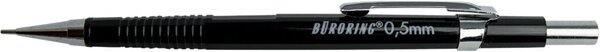 Büroring Druckbleistift, 0.5 mm, schwarz, mit Radiergummi und Clip