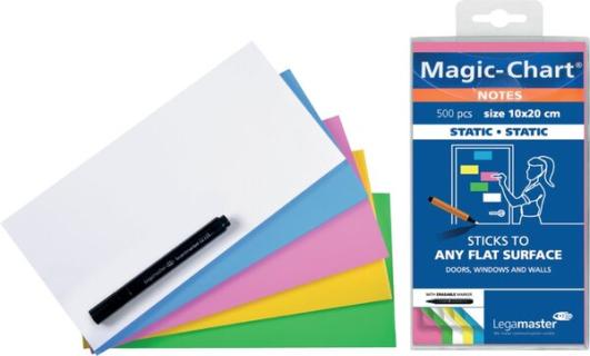 Magic Chart Notes 10 x 20cm, sortiert, haftet ohne Kleber, abwischbar,