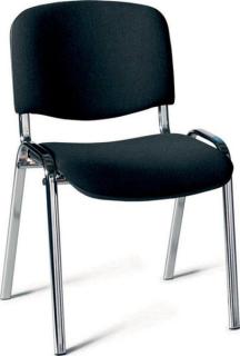 Besucherstuhl mit Chromgestell, sw gepolsterte Sitz- und Rückfläche