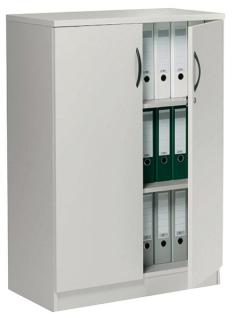 Flügeltürenschrank lichtgrau inklusive 2 Holz-Fachböden